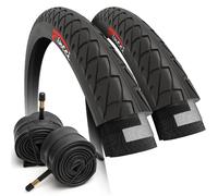 Fincci MTB Cubiertas 26 x 2.125 Pulgadas - Pair Slick Plegable Neumaticos 54-559 con Camara 26" de Aire Schrader para Carretera, MTB, Montaña, Hibrida Bicicleta - Pack of 2
