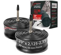 Fincci Par Cámaras de Aire Bicicleta 29 x 2.1-2.35 Pulgadas - de Aire Presta Válvula Interior 48mm - para Carretera MTB Montaña Hibrida Bici Bicicleta - Paquete de 2