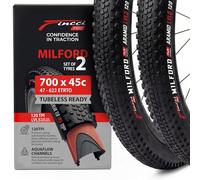 Fincci Par Neumáticos Gravel 700x45 Tubeless TLR - Cubiertas 28 Pulgadas Plegables Kevlar 47-622 1mm Antipinchazos 120 TPI - Neumático para Bicicleta Eléctrica, Híbrida y Touring