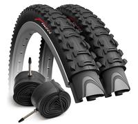 Fincci Par Plegable Cubiertas 26 x 1.95 Pulgadas Neumático, 60 TPI - 2X Cámaras de Aire con Schrader Válvula Interior Carretera -para MTB Montaña Hibrida Bici Bicicleta 50-559 - Paquete de 2