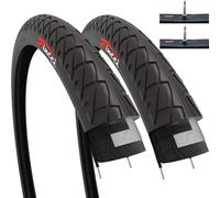 Fincci Set Plegable Cubierta 26 x 2.125 Pulgadas Neumaticos 54-559 Slick Cubiertas con Camara de Aire Presta Válvula Interior para Carretera MTB Hibrida Bici Bicicletas