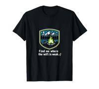 Find Me Where The WiFi Is Débil Camping Badge Art Camiseta