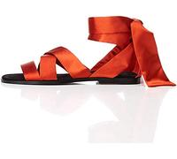 find. Satin Tie Up Sandalias con Punta Abierta, Marrón Rust, 38 EU