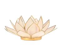 Find Something Different Lotus-Portavelas de té, diseño de Concha de capiz, Color Natural, Bambú, Multicolor, 13.5 cm