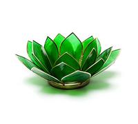 Find Something Different Verde Chakra 4 Concha de capiz Loto portavelas para Velas de té Soporte, bambú, Multicolor