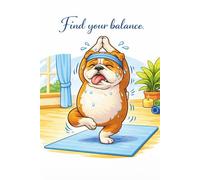 Find your balance, then find your mug! Yoga dog relaxing with a coffee dotted 6" x 9" notebook/journal