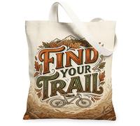 Find Your Trail Mountain - Bolsa de lona con cita de otoño de 13 x 15