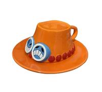 FINDAMAZE One Piece Anime Tazas, Ace's Hat Tazas de café, Taza de Leche de cerámica, Regalo para Navidad, cumpleaños, Aniversario (Ace)