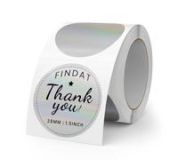 FINDAT Láser Etiqueta Térmica Autoadhesiva 38 mm Punto Redondo Holográfico Vinilo Imprimible Plata Pegatina para Oficina Diseño Logotipos Envío QR 200 Piezas