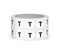 FINDAT Letra T Dot Pegatinas de vinilo autoadhesivas, 13 mm, impermeables, letras mayúsculas, alfabeto, redondas, etiquetas para almacenes, escuelas, fábricas, comercios, 1000 unidades