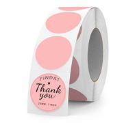 FINDAT Rosa Etiqueta Térmica Autoadhesiva Redonda 25 mm Rollo Punto Imprimible Circular Pegatina Térmica Impermeable para Oficina Diseño Logotipos Envío QR 500 Pieza