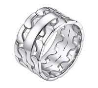 FindChic 11.5mm Banda Anillo Chunky Eslabones Trenzados Acero Inoxidable Pinky Ring