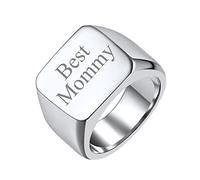 FindChic 16mm Ancho Anillo Grande de Sello Cuadrado Puede Poner Nombre, Tamaños Y Colores Variados