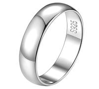FindChic Anillo Hombre Mujer Plata de Ley 925 5mm Ancho Chapado en Oro Blanco Anillo Elegante Talla 9.25