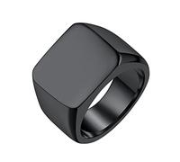 FindChic Anillo Negro Sello Biker Punk Dome Ring, Anillo Grande Simple Clasico para Caballero
