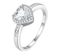 FindChic Anillos Plata de Ley 925 Anillo Circonita Cúbica de Corazón Anillos Promesa con Circonita Pequeñita para Mujer Talla 19.75