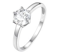 FindChic Anillos Plata de Ley 925 Anillo Circonita Cúbica Redondo 6 Garra Anillos Promesa para Mujer Talla 9.25 con Caja de Regalo