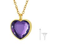 FindChic Colgante Porta Cenizas Guardapelo Siempre en mi Corazon Relicario Cenizas Perrito Abuela con Piedra Junio y Collar Fino Oro Bano