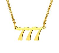 FindChic Collar Numero de Angel 777 Acero Inoxidable Hombre Oro Joyas