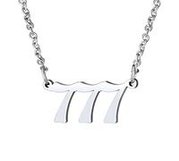 FindChic Collar Numero de Angel 777 Collar de Numero 777 Acero Inoxidable Colgante Plateado Cadena Joyas de Mujer