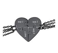 FindChic Collar Personalizado de Corazón de Rompecabezas 4Pcs Joyería de Acero Inoxidable Negro