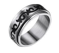 FindChic Nudos Trisquel Anit Estres Sortija Anti Estres Doble Capas Anillo Spinner Acero Platino Talla 14.5 (54.4mm)