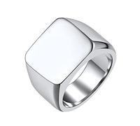 FindChic Signet Ring 16mm Ancho Anillo Grande Sello Cuadrado para Hombres