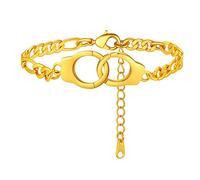 FindChic Tobillera de Esposas Fígaro Tobilleras Pulseras Cadena de Acero Inoxidable Dorado 22cm+5cm