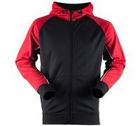 Finden & Hales Sudadera deportiva con capucha para hombre que absorbe la humedad, negro/rojo/blanco, XXL