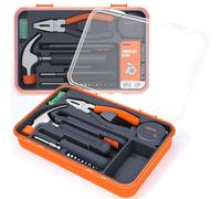 Finder Kit de herramientas pequeño de 19 piezas, juego de herramientas generales para el hogar, kit de herramientas básicas de mano con caja de herramientas de plástico para reparación del hogar