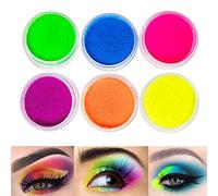 FindinBeauty Pigmento de neón en polvo, 6 colores claros mezclados, pigmentos fluorescentes, mate de mica tinte, set de maquillaje neón