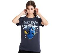 Finding Nemo Dory Just Keep Swimming Ladies T Shirt, Deep Navy Camiseta, Azul Marino Profundo, XXL para Mujer