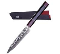 FINDKING 5 Inch Keukenhulpmiddel Mes met ABS Schede, Multifunctioneel Japans Schilmes, Damast Stalen Lemmet, Hars Achthoekige Handvat, Klein, voor Fruit en Groenten (Eternity Serie)