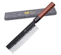 FINDKING Cuchillo Nakiri japonés Dynasty Series, Cortadora de verduras profesional, Hoja de acero de alto carbono 9Cr18MoV, para triturar, rebanar y picar, 7 pulgadas/18 CM