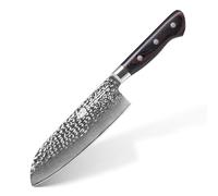 FINDKING Cuchillo Santoku de Damasco de 7 Pulgadas, Versátil Cuchillo de Chef Inspirado en Japón, Culinario Asiático Multifuncional para la Preparación de Verduras (Serie Raven)