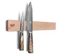 FINDKING Tira Magnética para Cuchillos de Madera de Arce, Soporte Magnético para Utensilios de Pared, Refrigerador, Estante de Madera para Cuchillos de Cocina, Sin Taladro (Beige, 40CM, Sin Cuchillos)