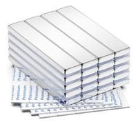 FINDMAG Paquete de 20 imanes de barra, imán de tierras raras resistente, imanes de neodimio fuertes con adhesivo de doble cara, 40 x 10 x 5 mm