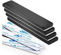 FINDMAG Paquete de 4 imanes fuertes, 60x10x3 mm, imanes negros fuertes, tiras magnéticas, imanes de barra, imanes con adhesivo de doble cara, cocina, bricolaje