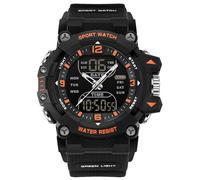findtime Reloj analógico digital para hombre, reloj deportivo para exteriores, esfera grande, resistente al agua, 5 ATM, iluminación LED, relojes militares para hombres con despertador, fecha