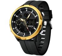 findtime Reloj de pulsera analógico digital para hombre, esfera grande, deportivo, militar, resistente al agua, iluminación LED, cronógrafo, cronómetro, despertador, calendario, relojes