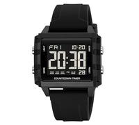 findtime Reloj de pulsera deportivo para hombre, reloj digital para hombre, resistente al agua, con correa de goma suave e indicador grande de números, Negro , Correa