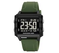 findtime Reloj de pulsera deportivo para hombre, reloj digital para hombre, resistente al agua, con correa de goma suave e indicador grande de números, verde, Correa