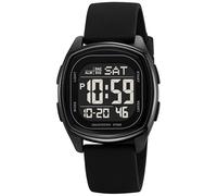 findtime Reloj de pulsera digital cuadrado digital deportivo para exteriores, números grandes, 5 ATM, resistente al agua, iluminación LED, niño, unisex, calendario, alarma, cuenta regresiva