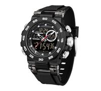 findtime Reloj de pulsera digital para hombre, deportivo, impermeable, militar, con pantalla LED, pantalla analógica y digital, Silicona negra, Correa
