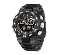 findtime Reloj de pulsera digital para hombre, deportivo, impermeable, militar, con pantalla LED, pantalla analógica y digital, Metal negro, Pulsera