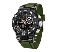 findtime Reloj de pulsera digital para hombre, deportivo, impermeable, militar, con pantalla LED, pantalla analógica y digital, Silicona verde, Correa