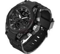 findtime Reloj de pulsera militar para hombre, color azul, reloj deportivo digital, 5 ATM, resistente al agua, reloj digital para hombres, despertador/calendario/cronómetro/golpes, Negro , Correa