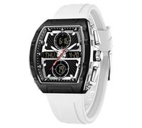 findtime Reloj de pulsera militar para hombre, reloj digital, reloj deportivo, reloj de pulsera para hombre, resistente al agua, con pantalla LED y formato de 12/24 horas, Blanco, Correa