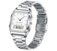 findtime Reloj de pulsera unisex analógico, digital, retro, reloj de cuarzo, resistente al agua, iluminación con fecha, alarma, cronómetro, reloj de mujer, reloj vintage y elegante