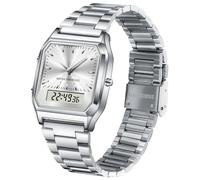 findtime Reloj de pulsera unisex analógico, digital, retro, reloj de cuarzo, resistente al agua, iluminación con fecha, alarma, cronómetro, reloj de mujer, reloj vintage y elegante